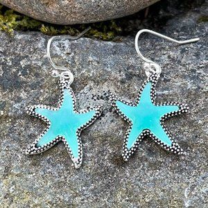 Silver Blue Starfish Earrings